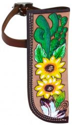 Showman Hand Painted Sunflower and Cactus Leather flag carrier